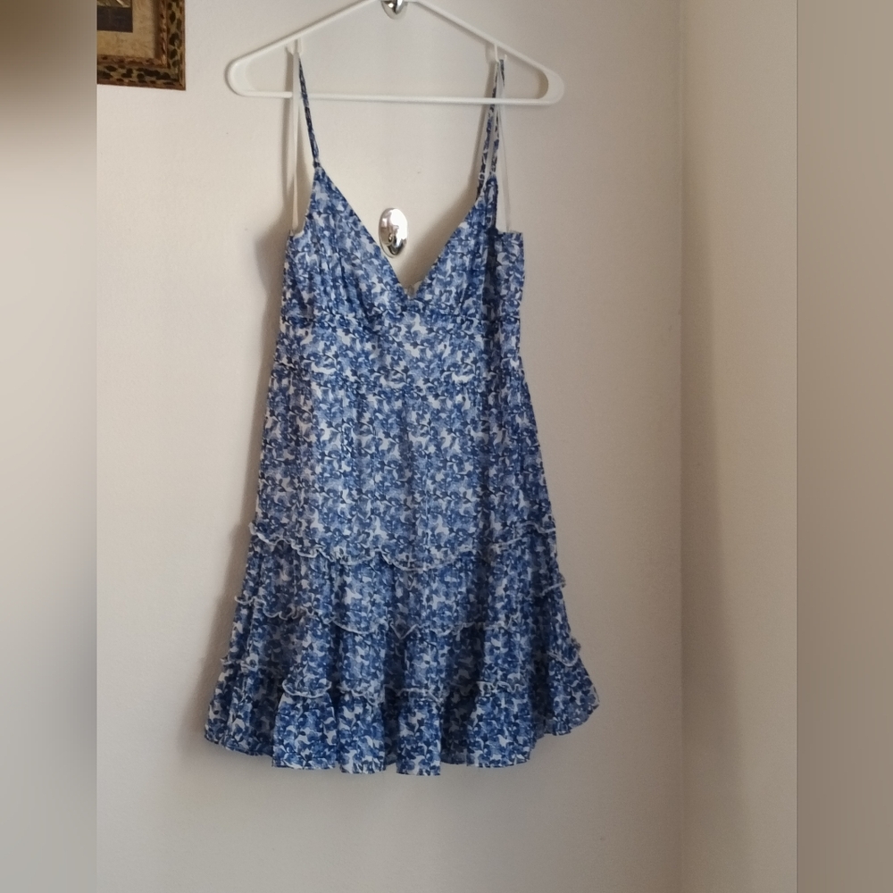 B Darlin Dress Women 15/16 Blue and White Floral Mini Casual Academia Dinner